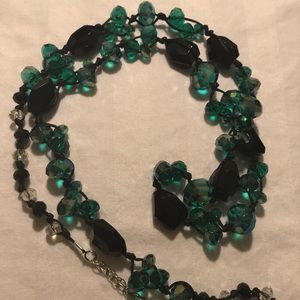 Green stone and beaded necklace